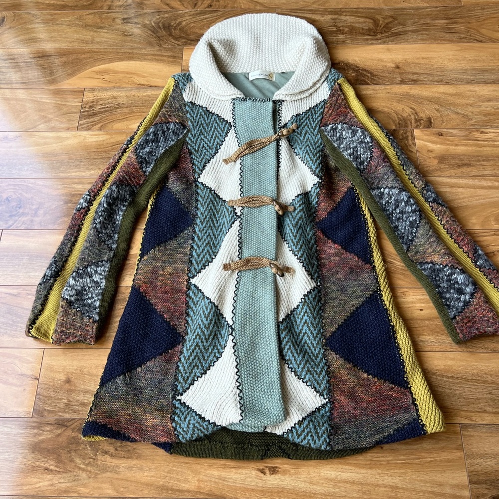 Anthropologie Patchwork Wool Alpaca Mohair blend Cardigan , - Picture 4 of 15